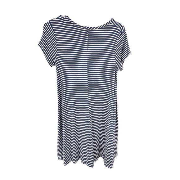 🌸3/$15🌸Navy Blue and White Striped Short Sleeve Dress sz Medium - Picture 4 of 4